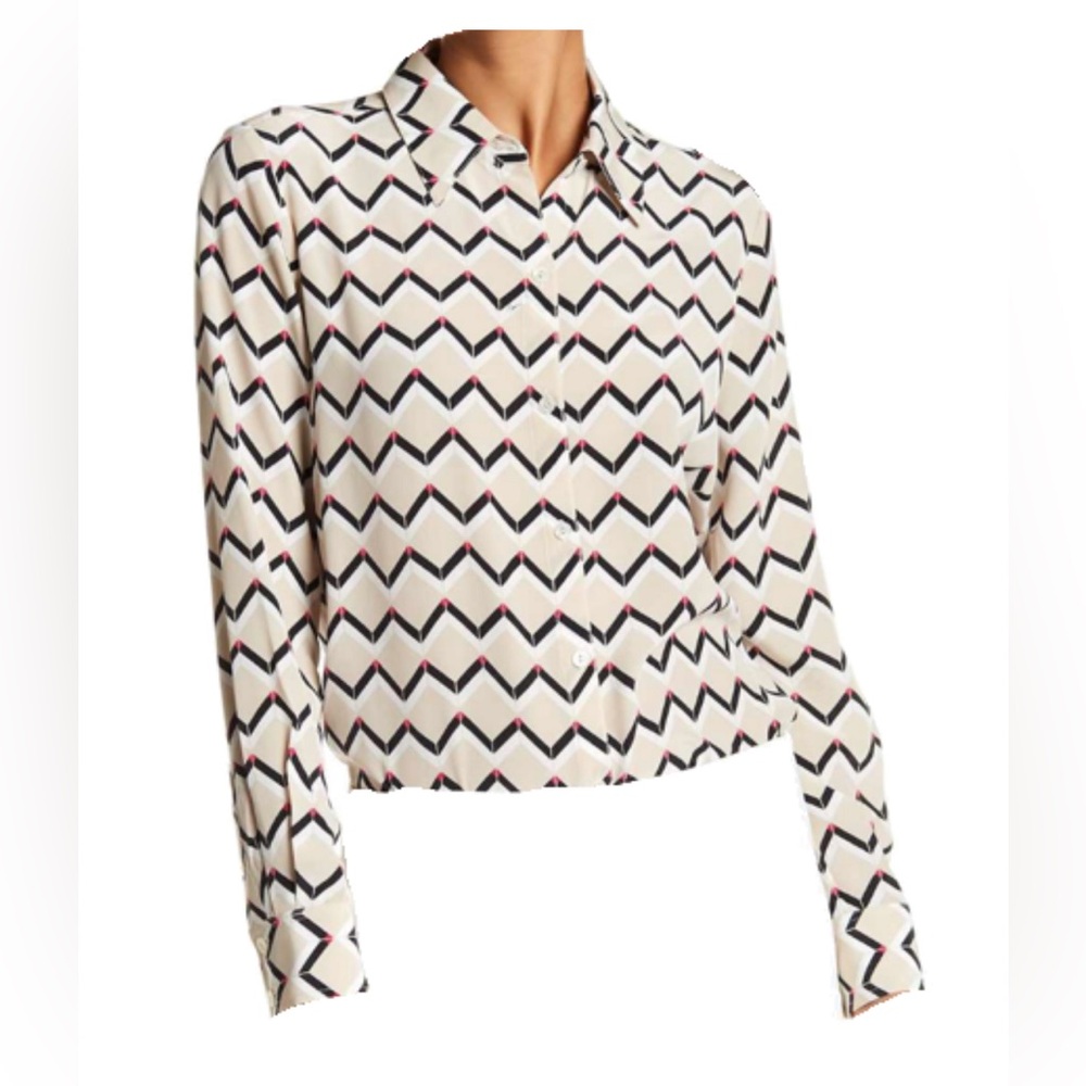 Trina Turk EUC Kadence chevron print silk blouse L